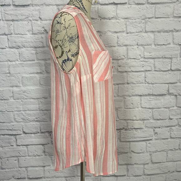 Torrid Coral Pink Striped Tank Blouse - Plus Size 1 - Picture 6 of 6